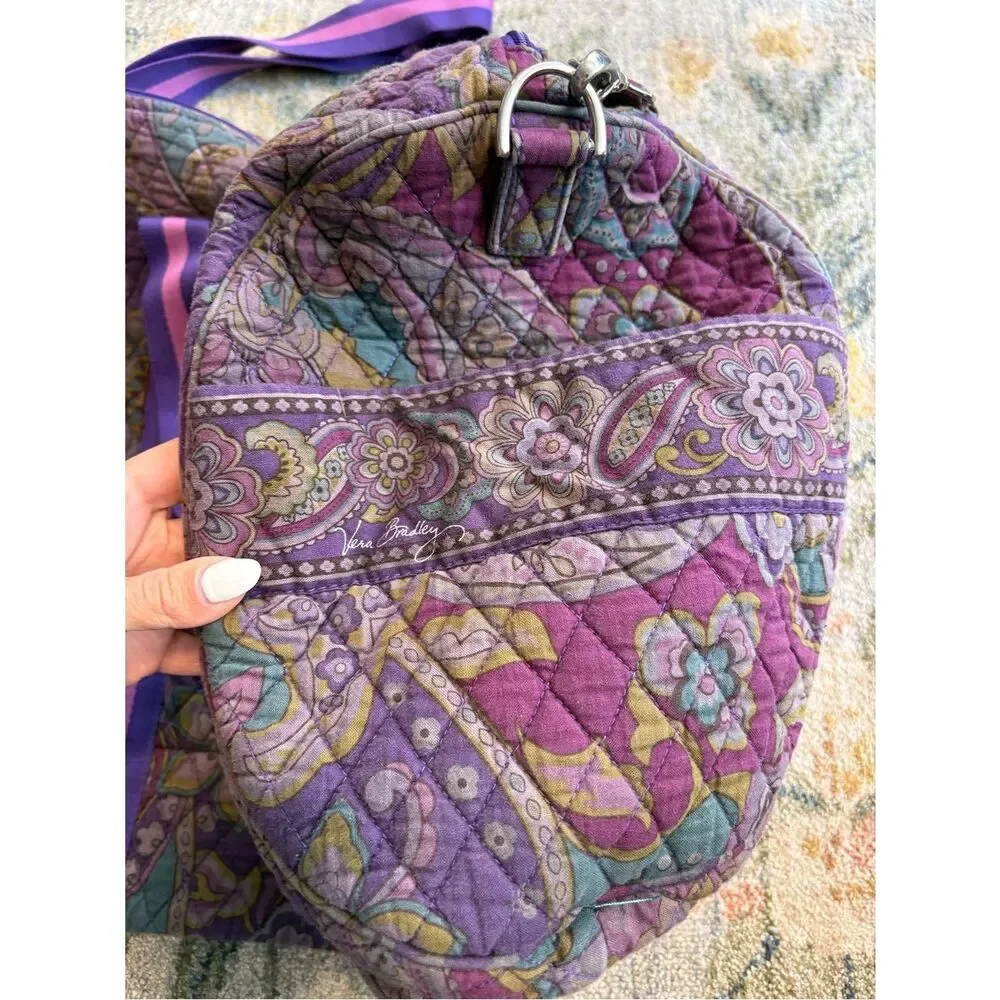 Vera Bradley Compact Sport Bag Tote Duffle Purple Paisley